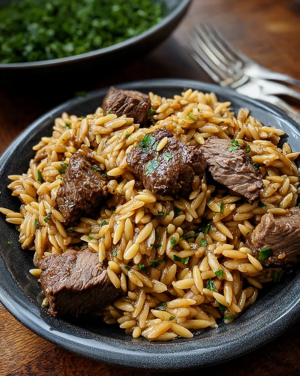 Steak and Caramelized Onion Orzo