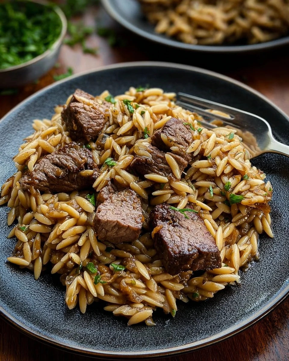 Steak and Caramelized Onion Orzo