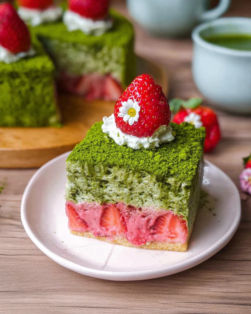Strawberry Matcha Latte Cake