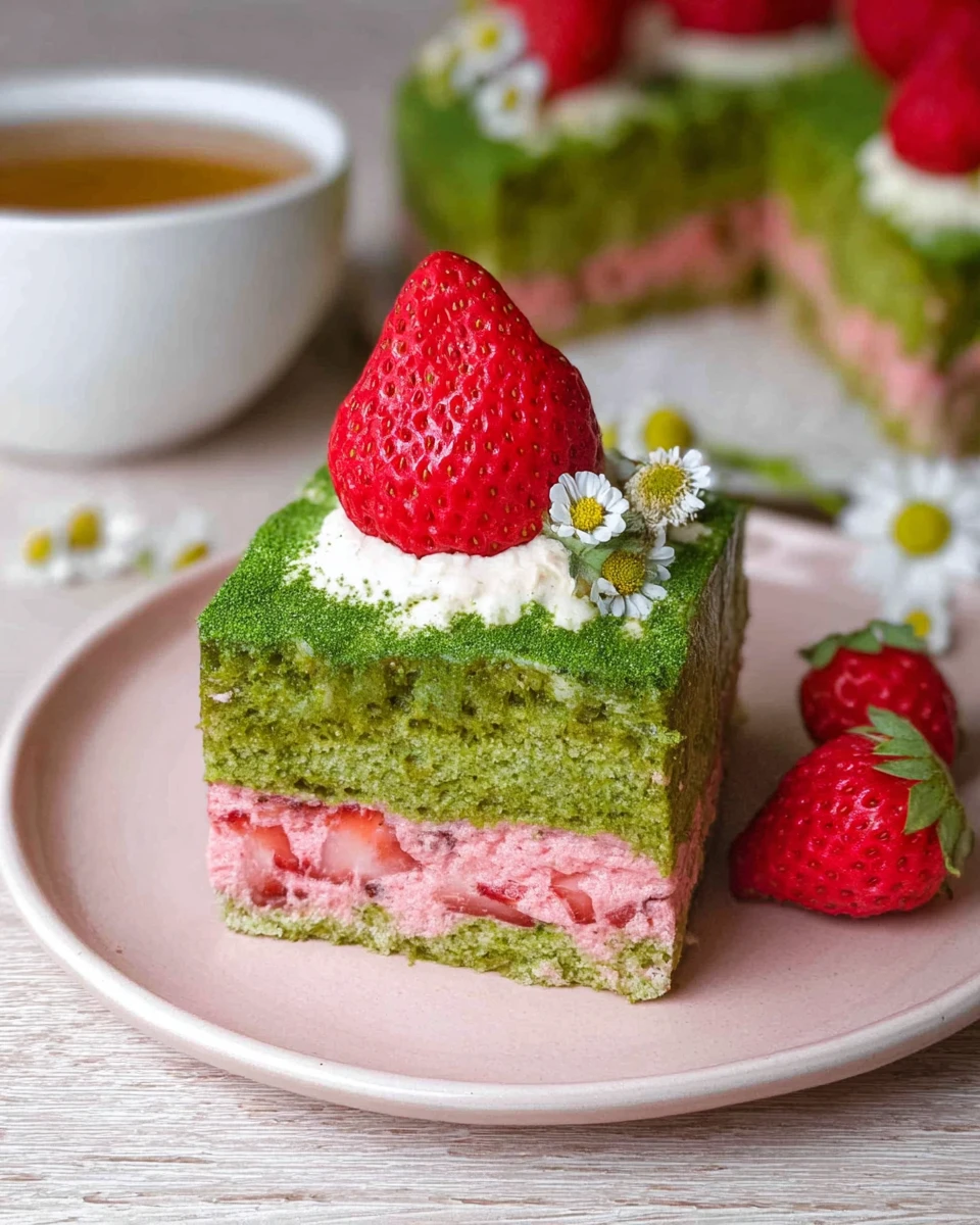 Strawberry Matcha Latte Cake