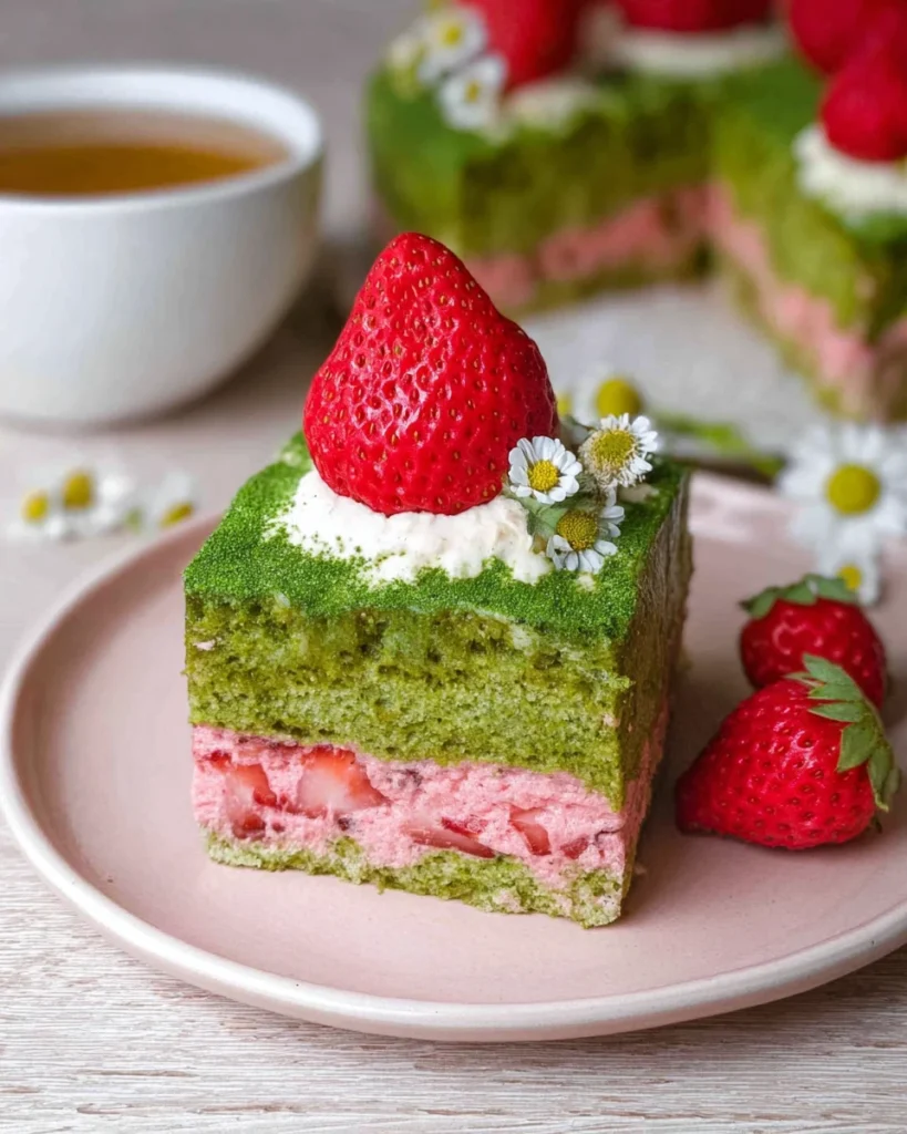 Strawberry Matcha Latte Cake