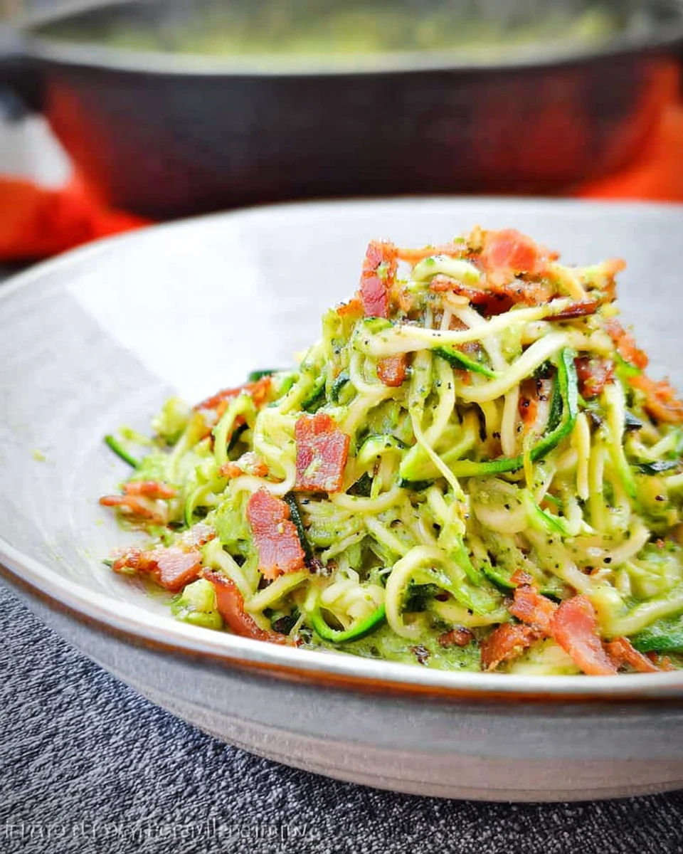 Zucchini Noodles With Pesto And Bacon
