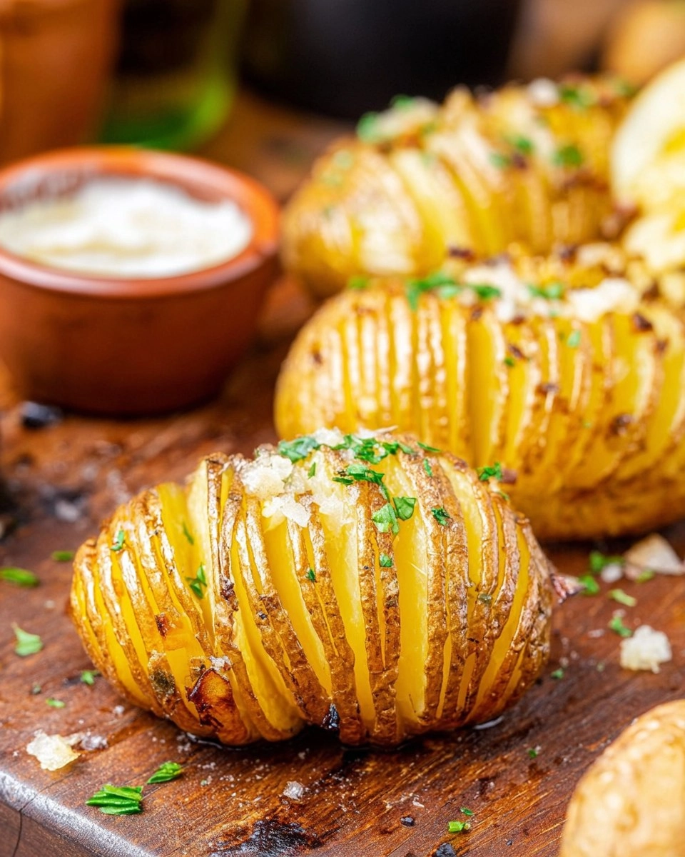 Air Fryer Garlic Hasselback Potatoes