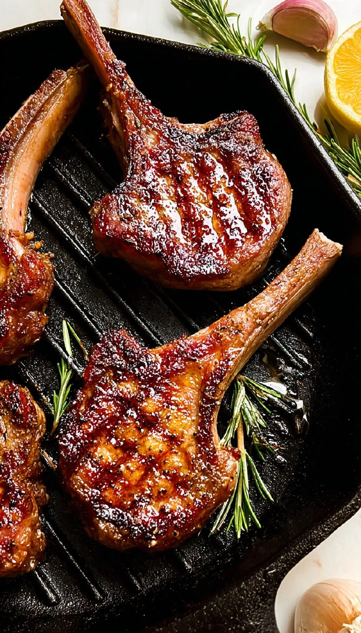 Garlic Rosemary Lamb Chops with Lemon Butter