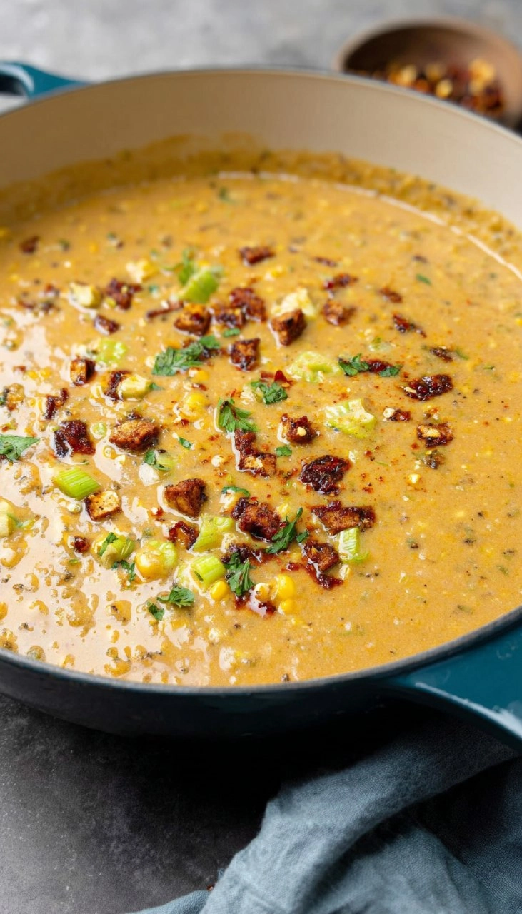 Corn Chowder with Smoky Tofu Bacony Bits