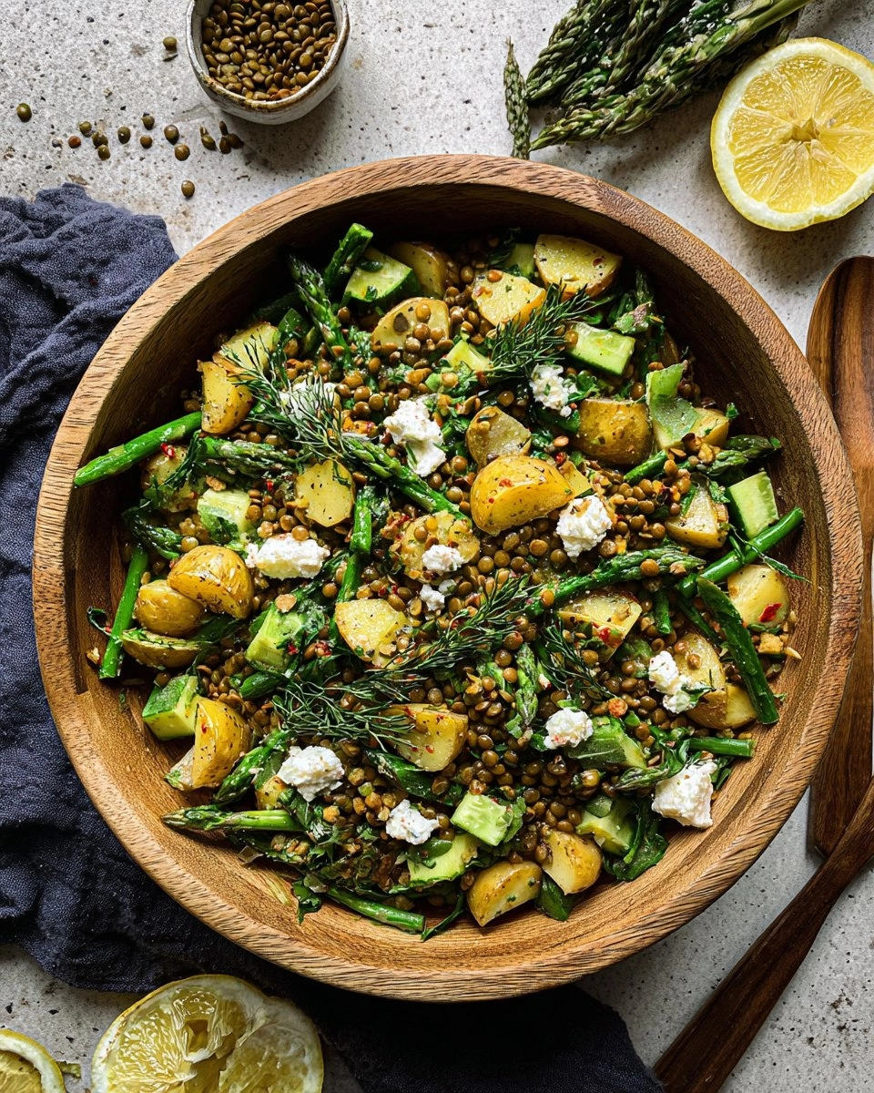 Potato Asparagus Lentil Salad with Lemon Dijon Dressing