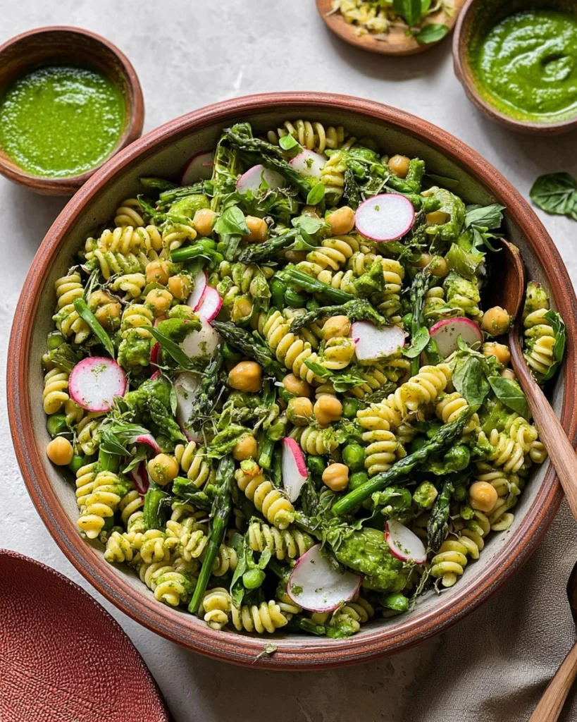 Pasta-Salad-with-Asparagus-Chickpeas-Basil-Vinaigrette-Recipe