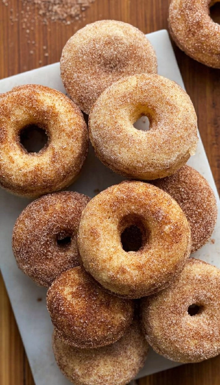 Cinnamon Sugar Covered Baked Donuts