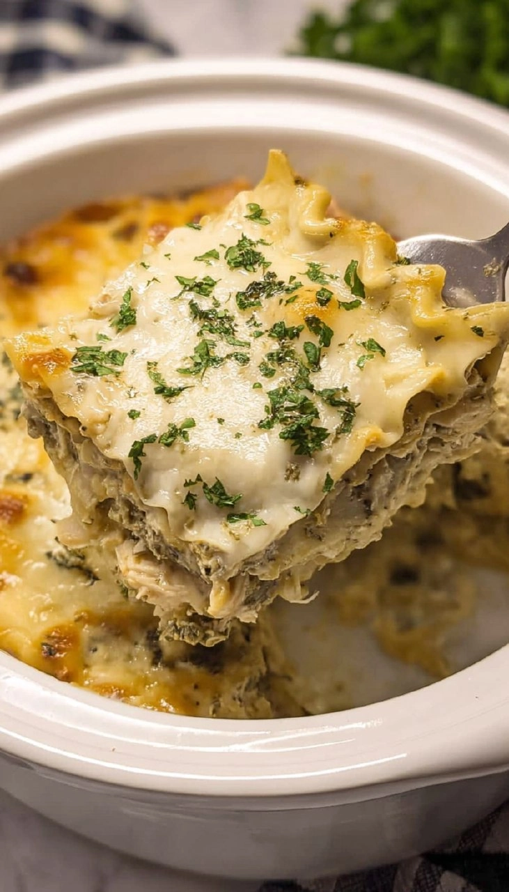 Crockpot White Chicken Lasagna