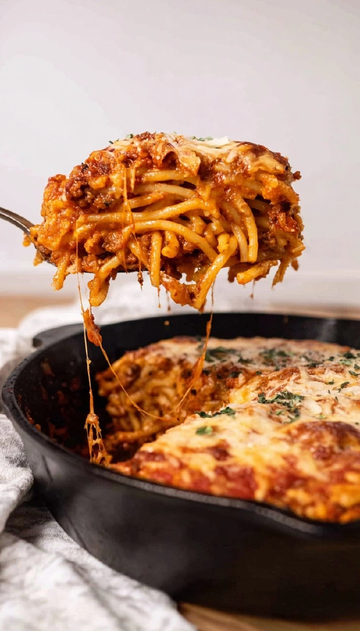Meaty Skillet Bucatini Pie