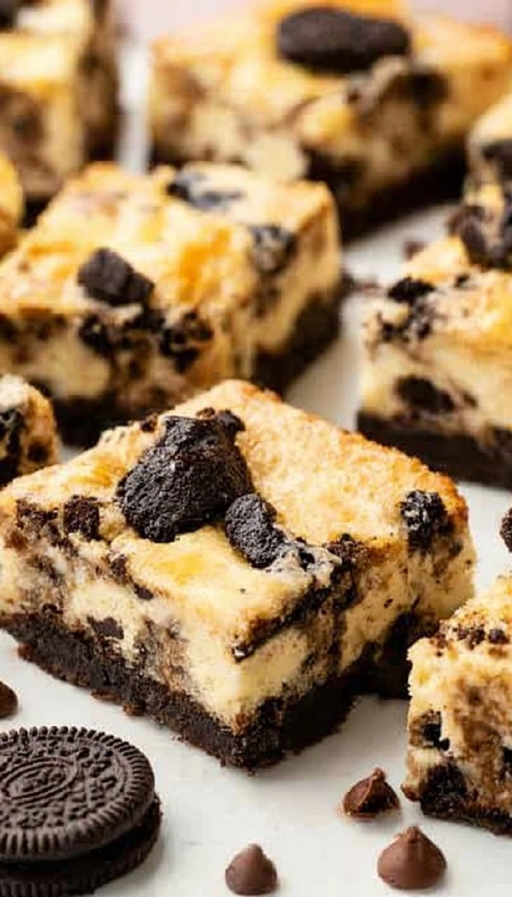 Oreo Chocolate Chip Cheesecake Bars