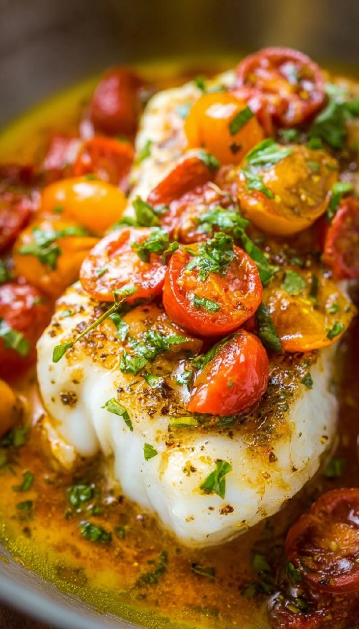 Pan-Seared Cod with Tomato Basil Sauce