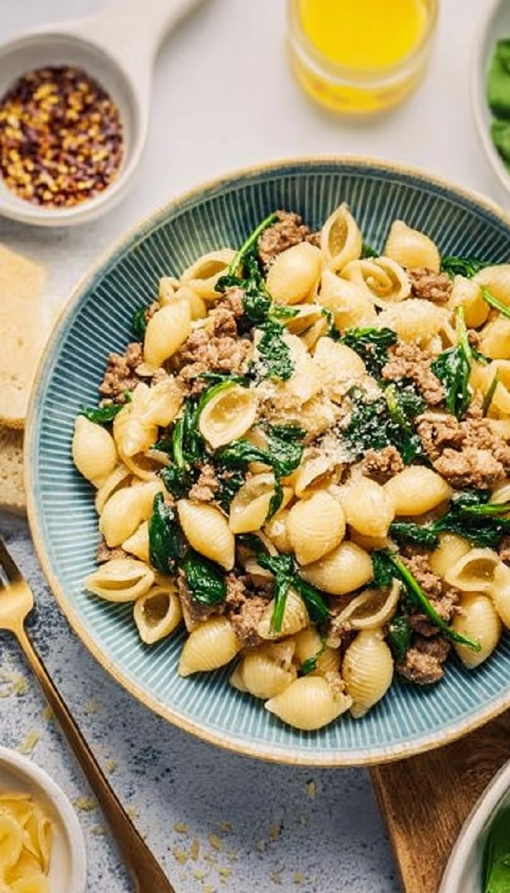 Pasta with Sausage and Spinach