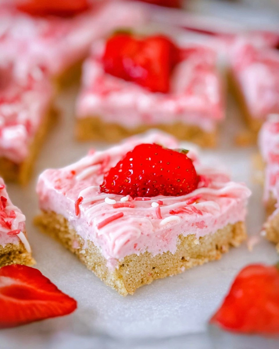 Strawberry Frosted Cookie Bars
