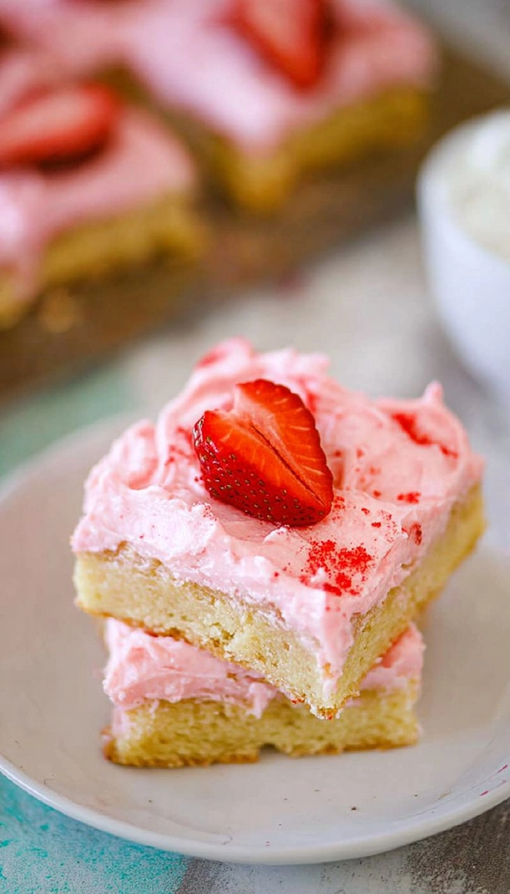 Strawberry Frosted Cookie Bars