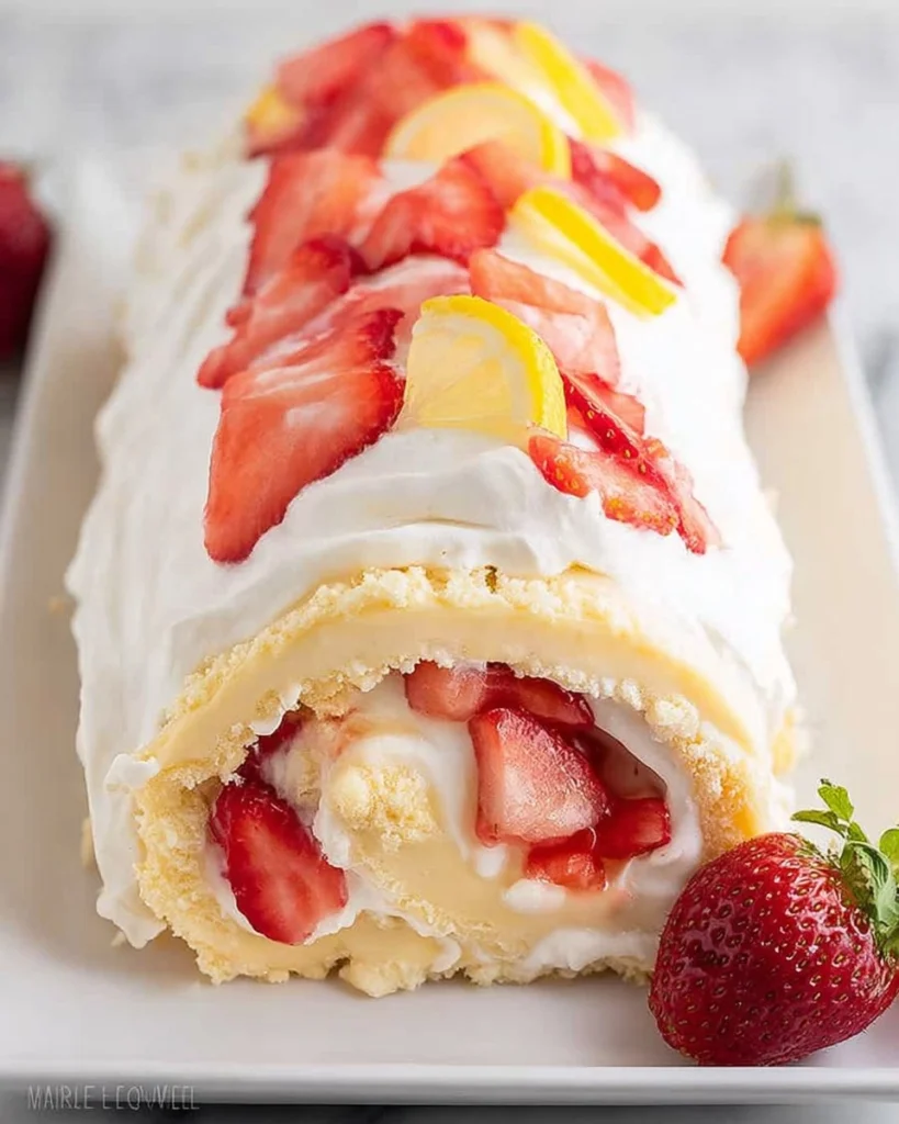Strawberry-Lemon-Angel-Food-Cake-Roll-Recipe