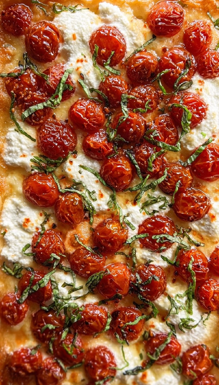 Burst Tomato, Hot Honey & Ricotta Tart