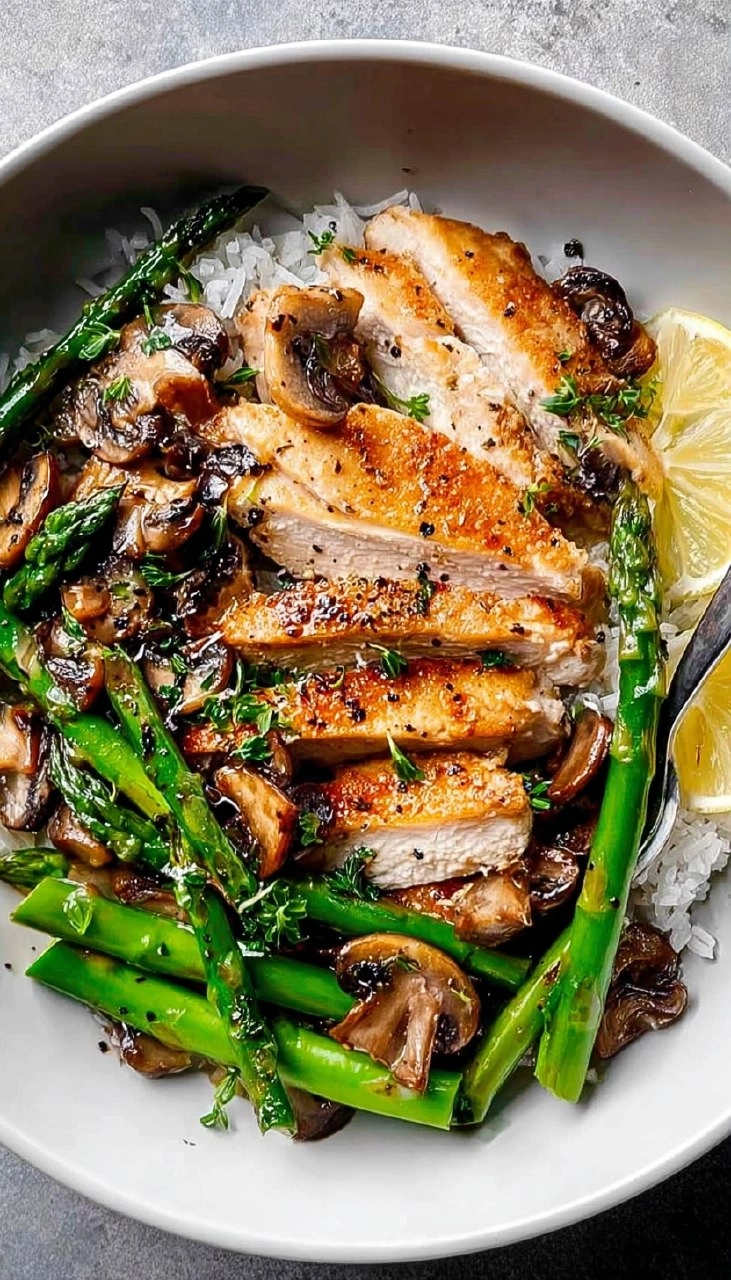 Chicken with Asparagus and Mushrooms