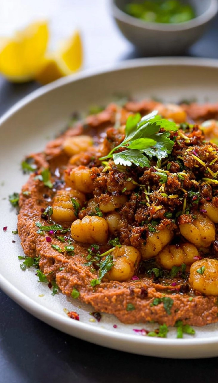 Gnocchi with Muhammara Bean Dip