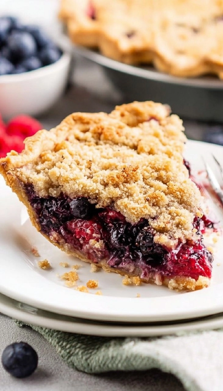 Triple Berry Pie with Crumble Topping