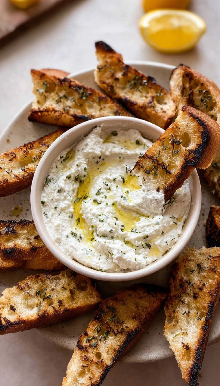 Lemon Herb Ricotta with Grilled Bread