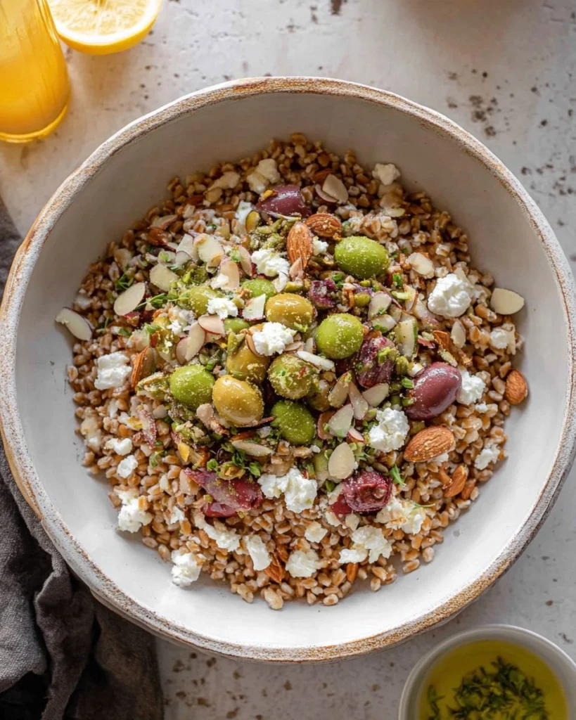 Lemony-Farro-Salad-with-Olives-Almonds-Feta-Recipe