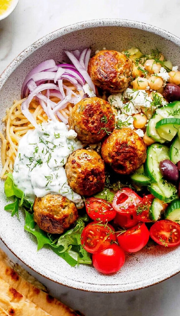 Mediterranean Meatball Bowls