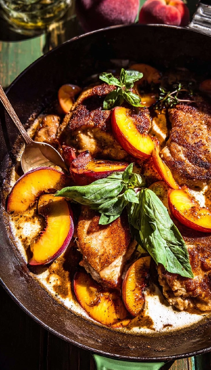 Skillet Peach Chicken with Marsala Pan Sauce