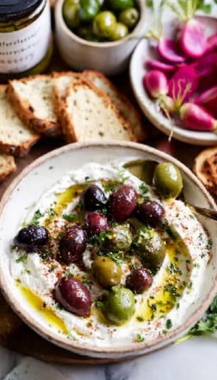 Tuscan Marinated Olives with Whipped Ricotta